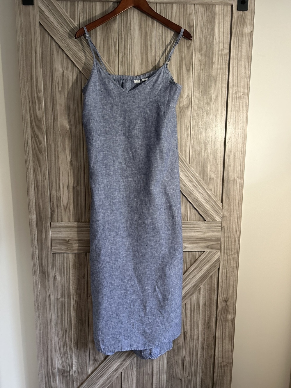 Artisan NY 100% Linen Blue Chambray Cami Maxi Slip Dress Size M